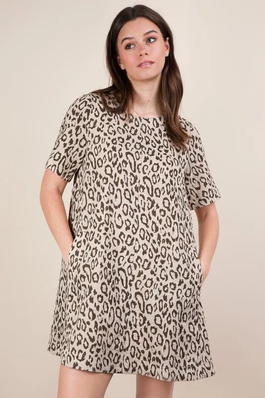 VERY J Leopard Printed Comfy Mini Dress