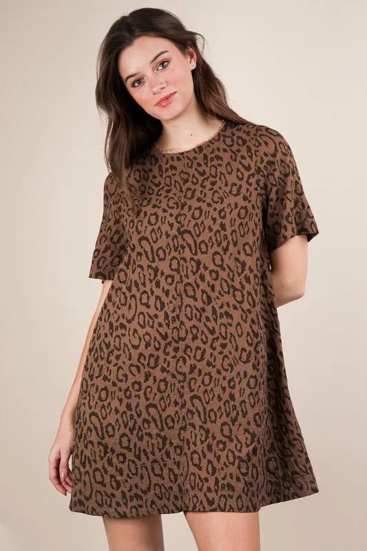 VERY J Leopard Printed Comfy Mini Dress
