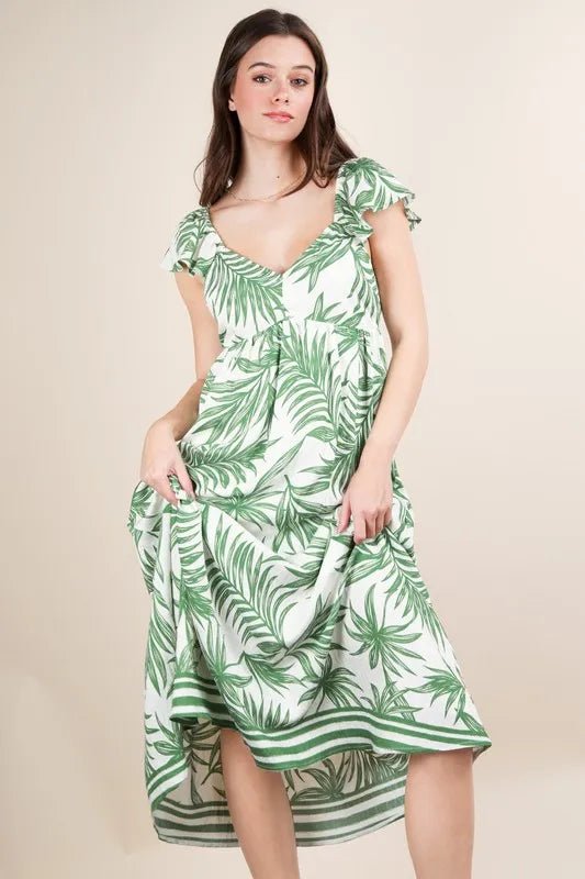 VERY J Tropical Printed Midi Summer Boho Dress