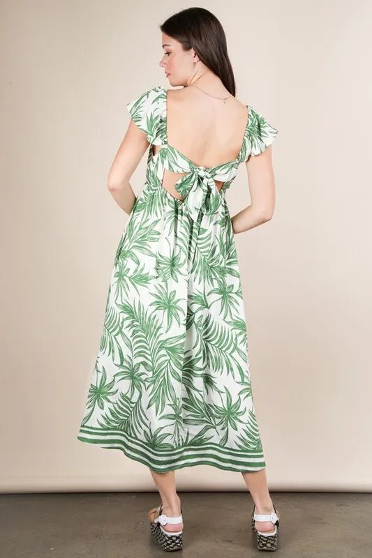 VERY J Tropical Printed Midi Summer Boho Dress
