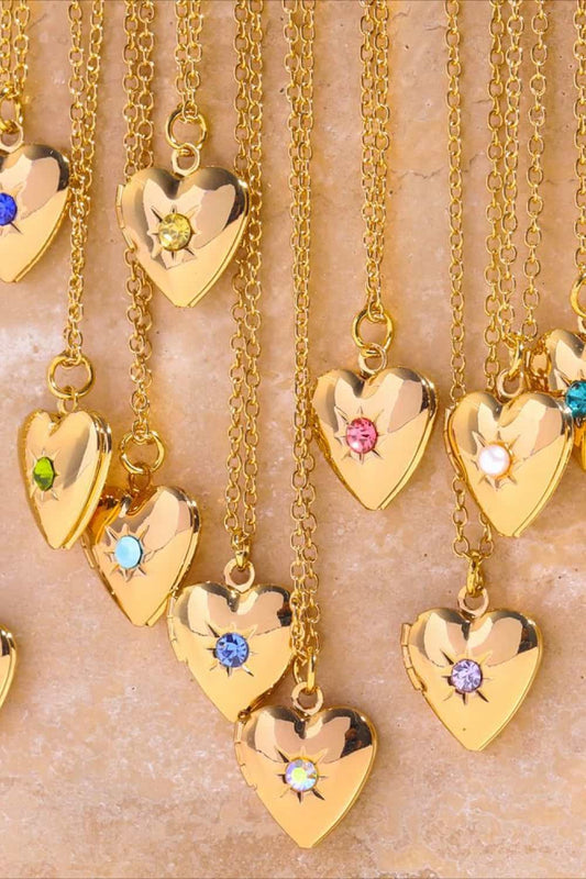 Zircon Heart Shape 14K Gold - Plated Pendant Necklace